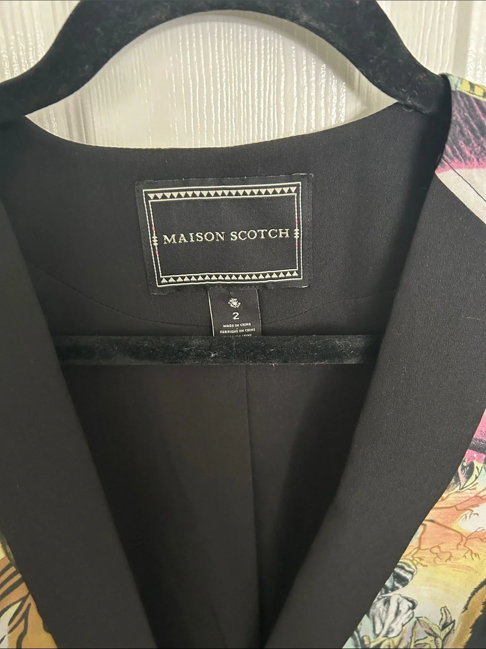 Maison Scotch Multicolor Tiger & Floral Print Blazer with Black Lapel - Picture 3 of 6